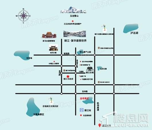 丽江和悦华美达广场酒店交通图