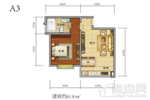 中铁·绿景家园A3 1室2厅1卫1厨