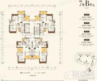 润科华府·御峰7栋B单元户型平面图 2室2厅2卫1厨