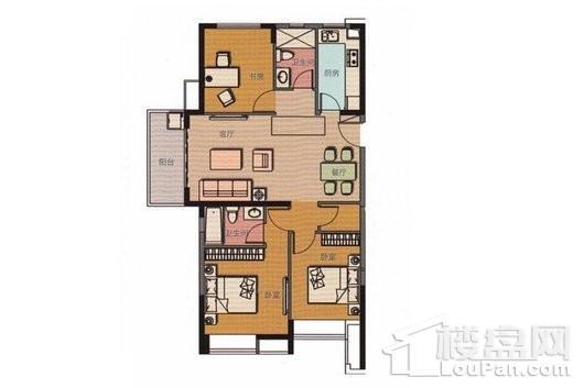 融创银城惠山国际社区112平户型 3室2厅2卫1厨