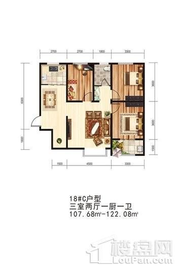 颐和名居18#107.68㎡ 3室2厅1卫1厨