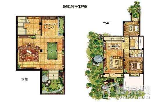 太湖香树湾花园叠加168平米（样板间为4室2厅3卫） 2室4厅1卫1厨