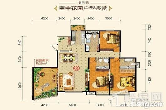 杭州湾世纪城揽月苑A2户型 3室2厅3卫1厨