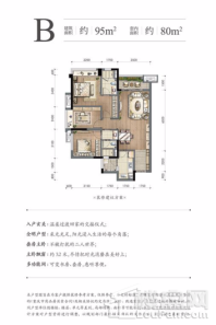 万科金开悦府B户型 3室2厅2卫1厨