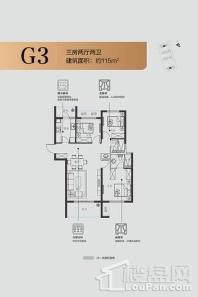 碧桂园·百兴澜庭G3户型115㎡ 3室2厅2卫1厨
