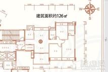 雅域·瑞日天下花园2/4座02户型约128㎡ 3室2厅2卫1厨