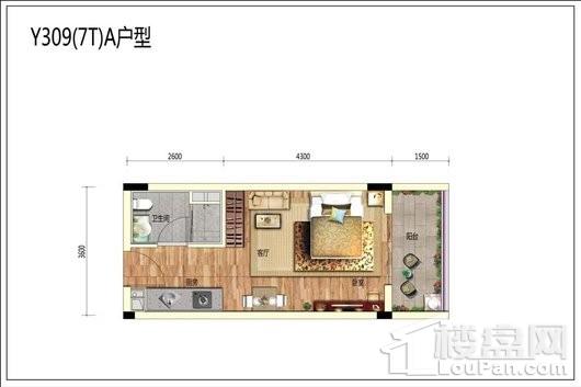 碧桂园·润杨溪谷Y309(7T)A户型 1室1厅1卫1厨