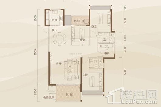 远望1号1号户型图 4室2厅2卫1厨