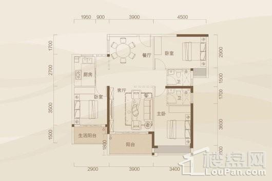 远望1号3号户型图 3室2厅2卫1厨