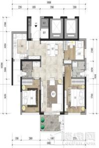 理想荟C户型建议装修参考图 3室2厅2卫1厨