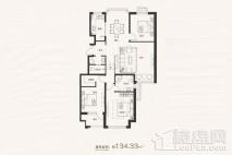 锦绣御府134.33㎡3居户型 3室2厅2卫1厨