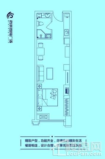 海联国际广场公寓户型2 1室1厅1卫1厨