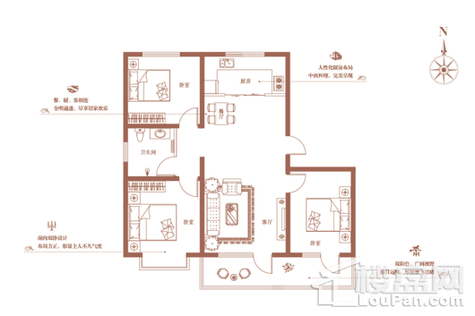 奥润·千熙之城105平3室2厅1卫 A户型 3室2厅1卫1厨