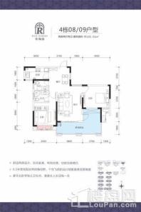 株洲玫瑰园4栋08 09户型 2室2厅2卫1厨