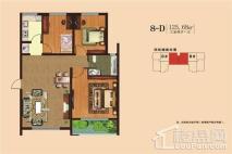 阳光鑫城8号楼D户型 3室2厅1卫1厨