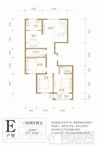 阳光新城二期E户型三室两厅二卫 3室2厅2卫1厨