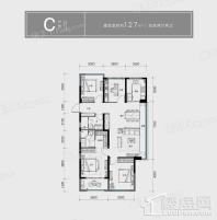 金地滨江万科悦虹湾127方户型图 4室2厅2卫1厨