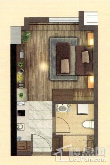 鲁能领秀城贵和金街D户型-37㎡ 1室1厅1卫1厨