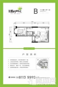 瀚柏·青柠时代B户型 2室1厅1卫1厨