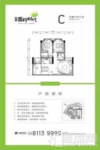 瀚柏·青柠时代C户型 3室2厅2卫1厨