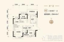 恒大翡翠龙庭89平户型 3室2厅1卫1厨