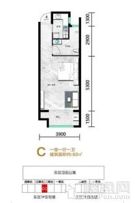 新东升·福园东区50㎡一室一厅 1室1厅1卫1厨