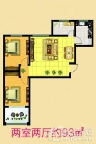 乾盛·椿林佳园二期93平两室户型 2室2厅1卫1厨