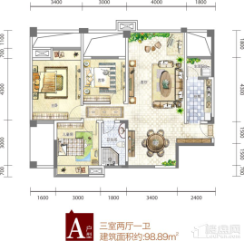 锦林俊域2期A户型效果图