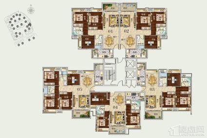 澜溪泮岛12栋01-05单位楼层平面图