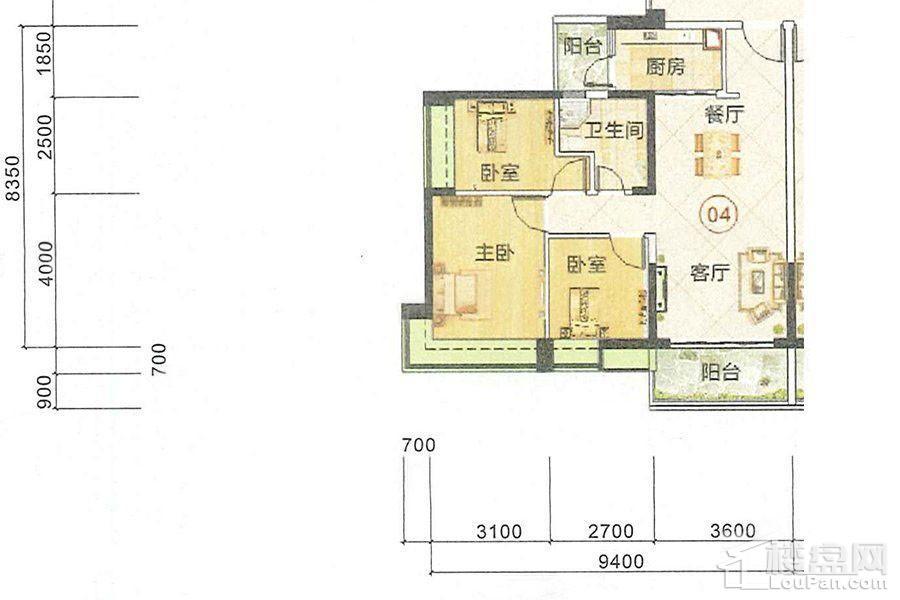 逸湖半岛95幢04单位户型图