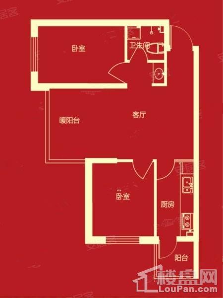 2室1厅1卫1厨， 建筑面积约70.52平米