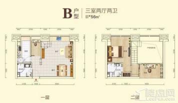 户型B-56m²