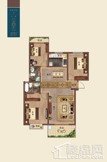 润安·枫景台C户型：三室125.93平方米 3室2厅2卫1厨