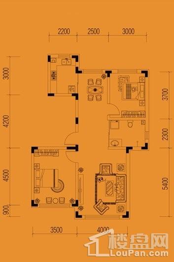 动漫小镇100平米户型图 2室2厅1卫1厨