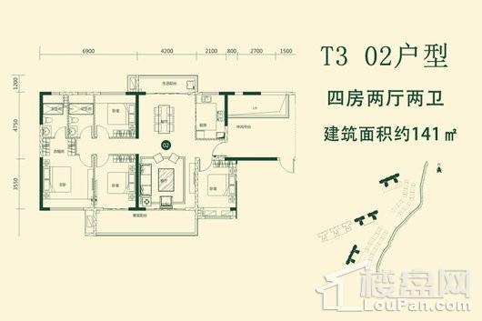 阳光城·丽景湾T3 02户型 4室2厅2卫1厨