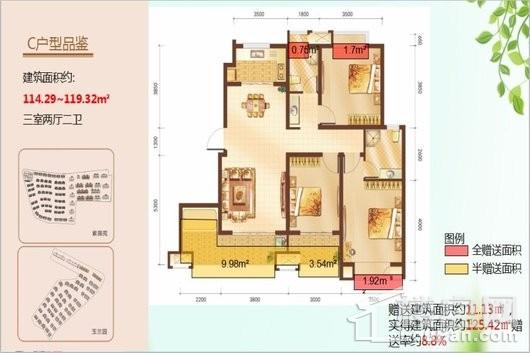 荣盛·温泉养生谷C户型 3室2厅2卫1厨