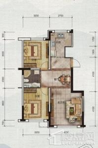 书香蓝郡85.08平米户型图 2室2厅1卫1厨