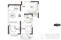 洛浦金苑B户型 2室2厅1卫1厨