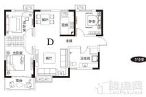 洛浦金苑D户型 3室2厅1卫1厨