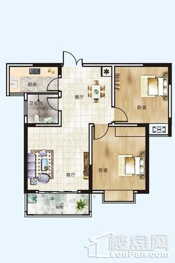 龙湾盛景A3户型87-97㎡ 2室2厅1卫1厨
