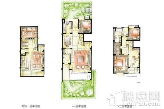 浦江华侨城8期叠院1-2复式户型B 208.33平 4室3厅4卫1厨