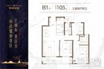 泽信公馆B1户型 3室2厅2卫1厨