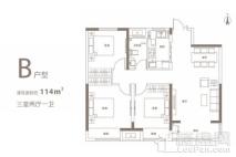 正弘新城高层B户型 3室2厅1卫1厨