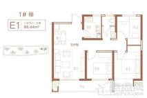 九珑台E1户型 3室2厅1卫1厨