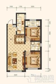 华方状元府D3户型 2室2厅1卫1厨