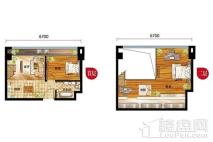 大众美丽岛41.67平米户型图 2室2厅1卫1厨