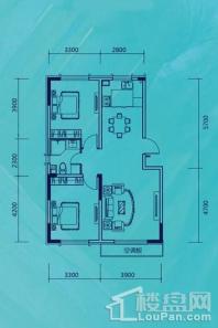 绿地城D区88平米户型图 2室2厅1卫1厨