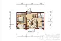 六合一方D区57平户型 1室1厅1卫1厨