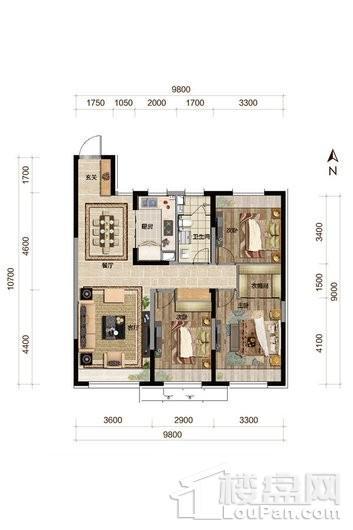 中海龙玺二期高层108平米 3室2厅1卫1厨