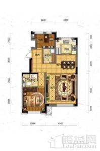 保利堂悦平层宽邸89平米户型图 3室3厅3卫1厨